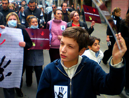 Rally of Georgian NGOs and opposition parties in memory of dispersal of the protest action on November 7, 2007. Georgia, Tbilisi, November 7, 2009. Photo by the "Caucasian Knot"