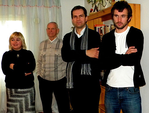 Human rights defenders in social village (SOS-village) in Vilnius. Left to right: Algirdas Endryukaitis, former MP of Lithuanian Seym, now teacher at the SOS-village; Audrius Natkevitsius and human rights defender Mantas Kvedaravichus. November 6, 2010. Photo by the "Caucasian Knot"