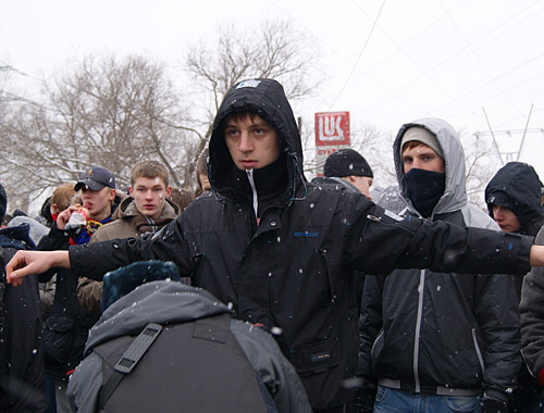 Search of participants of action in memory of Yegor Sviridov in Kronshtadt Boulevard in Moscow, January 15, 2011. Photo by the "Caucasian Knot"