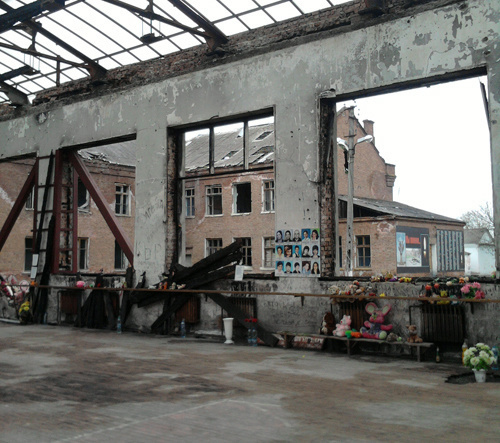 Gymnasium wall of School No. 1, Beslan, North Ossetia. Photo by "Caucasian Knot". 