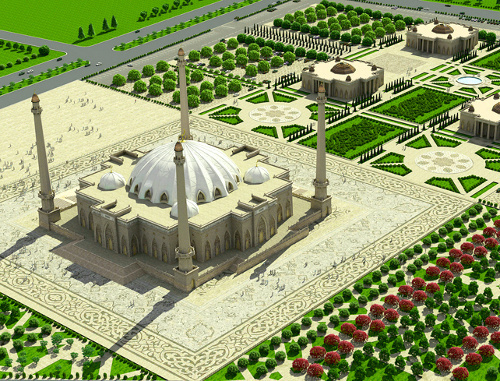 Drawing of the new mosque built in Magas. Borrowed from the official website of the administration of President of the Republic of Ingushetia (www.ingushetia.ru)