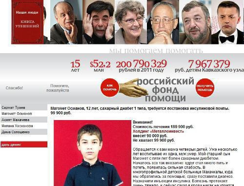 Home page of the Russian Relief Fund (www.rusfond.ru)