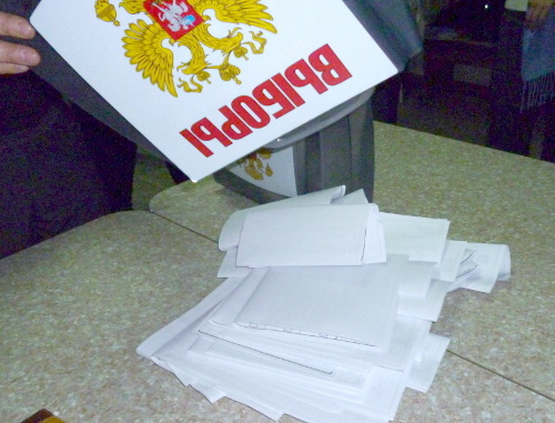 After ballot boxes were opened at Polling Station No. 22-47 in Krasnodar, packs of ballot papers folded together were detected. Courtesy of the press service of the regional branch of the Liberal-Democratic Party of Russia (LDPR)