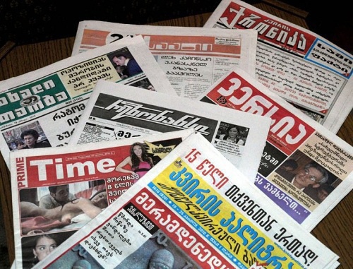 Georgian newspapers. Photo by RFE/PL