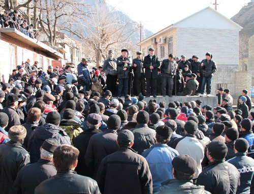 Dagestan, Untsukul District, January 14, 2012, rally of Gimry villagers with a demand to cancel the CTO regime. Photo by Akhmed Magomedov for the "Caucasian Knot"