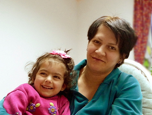 Maryam Arutyunyan with her daughter Tatev, a tenant of the Charity House of the Fund "Paros" (Lighthouse), which provides shelter to women-victims of domestic violence, Armenia, Ptkhunk village, 2012. Photo by Armine Martirosyan for the "Caucasian Knot"