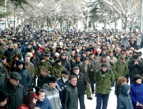 Rally for consolidation of society in Theatre Square in Tskhinvali, February 9, 2012. Photo by Maria Kotaeva for the "Caucasian Knot"