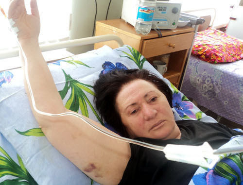 Alla Djioeva in the intensive care unit of the Republic's Somatic Hospital, South Ossetia, Tskhinvali, February 12, 2012. Photo, made by a witness, was provided by Alla Djioeva's office