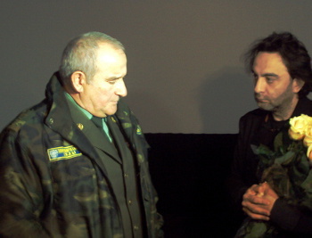 Colonel Kazbek Friev and film director Djanik Faiziev at the premiere of the movie "August. The Eighth", Vladikavkaz, February 25, 2012. Photo by Emma Marzoeva for the "Caucasian Knot"