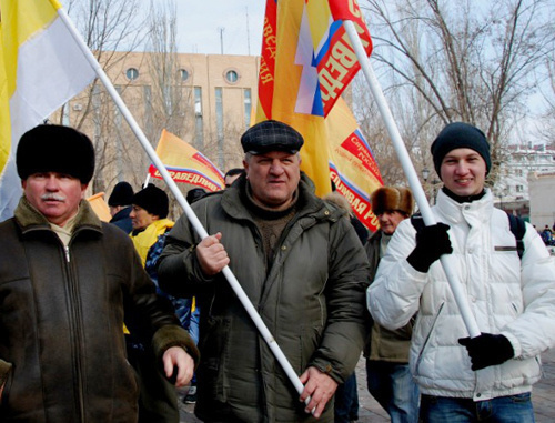 Participants of the rally "For Fair Elections" in Astrakhan, February 26, 2012. Photo by Sergey Kozhanov