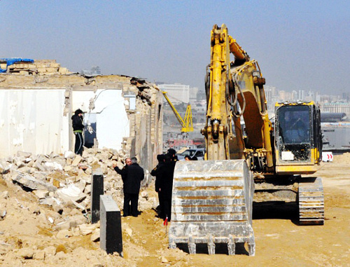 Demolition of houses in the area adjacent to the Flag Square in Baku, February 27, 2012. Courtesy of the Institute for Reporters' Freedom and Safety, www.irfs.az