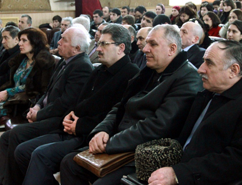 Employees of the Dagestani State University at the meeting on the upcoming presidential election, Makhachkala, February 28, 2012. Courtesy of the http://www.dgu.ru