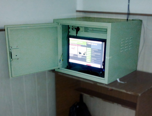 Polling Station No. 307 in the city of Chegem, Kabardino-Balkaria, March 4, 2012; the monitor for displaying the voting data from the software/hardware complex is stored in a fireproof safe. Photo by Grigory Shvedov for the "Caucasian Knot"