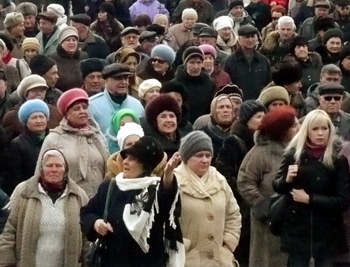 Rally in support of the demand to cancel the elections of the City Council in the city of Lermontov, Stavropol Territory, February 26, 2012. Photo: асысоев.рф