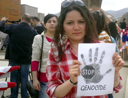 Nagorno-Karabakh, Stepanakert, April 9, 2012, a participant of the march dedicated to the 20th anniversary of tragic events in the village of Maraga. Photo by Alvard Grigoryan for the "Caucasian Knot"