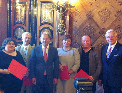 The awarding ceremony of the annual Gerd Bucerius Prize "Free Press of Eastern Europe-2012" to journalists from CIS countries was held in the Town Hall of Hamburg. May 24, 2012. Photo by Abdullah Duduev