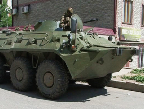 Dagestan, Makhachkala, on June 2, 2012: power agents block No. 46A in Laptiev Street in the township of Reduktorny. Courtesy of http://www.nak.fsb.ru