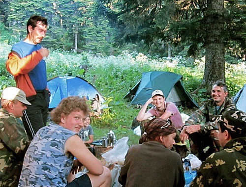 Volunteers and employees of the "Bolshoi Tkhach" Nature Park at rest, Adygea, June 10, 2012. Courtesy of the participants of the action "Clean forest, clean springlet"