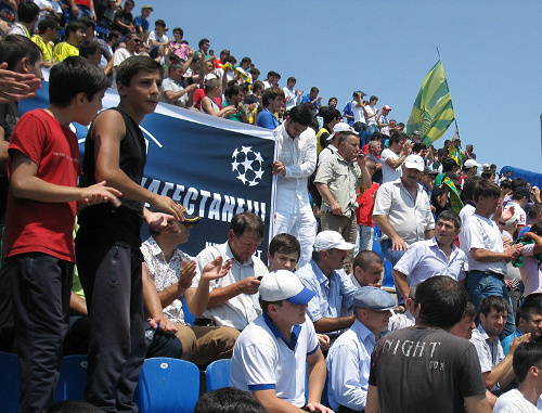 Fans of "Anji" FC at a rally against the ban to play Europa League matches in Dagestan, Makhachkala, July 7, 2012. Photo by Timur Isaev for the "Caucasian Knot"