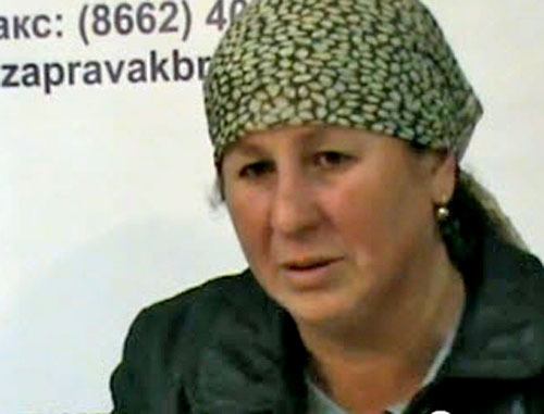 Rimma Mashezova, frame from a video appeal recorded at the Kabardino-Balkarian Human Rights Centre on October 26, 2012