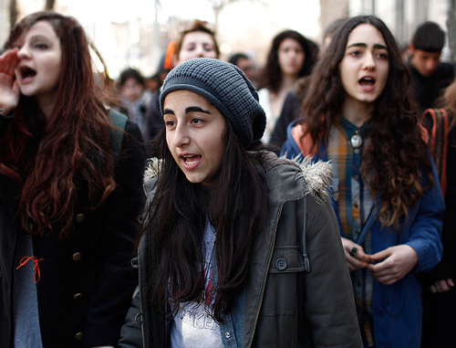 Students strike in Yerevan, February 26, 2013. © PanARMENIAN Photo/Vahan Stepanyan