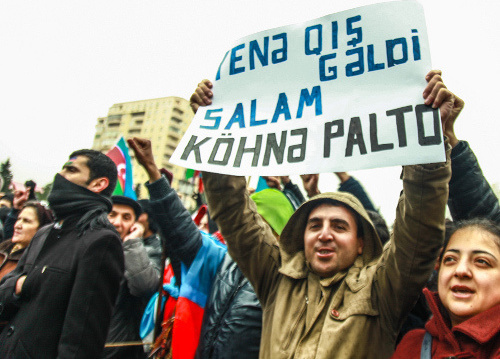 Baku, December 15, 2013. Participants of the rally against raise of tariffs for oil products. Photo by Aziz Karimov for the "Caucasian Knot"