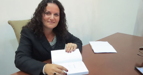 Anna Terkott-Astvatsaturyan at the presentation of her book "To Nowhere: The Story of Exile", Nagorno-Karabakh, Stepanakert, September 11, 2014. Photo by Alvard Grigoryan for the ‘Caucasian Knot’. 