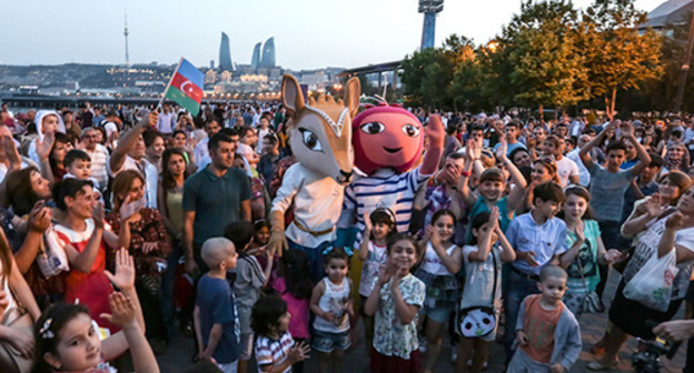 The symbols of the European Games in Baku, June 11, 2015. Photo by Aziz Karimov for the "Caucasian Knot"