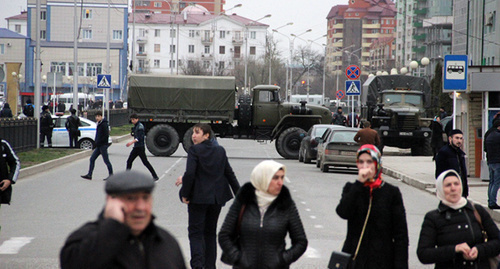 Military equipment in the streets of Grozny. Photo by Magomed Magomedov for the "Caucasian Knot"