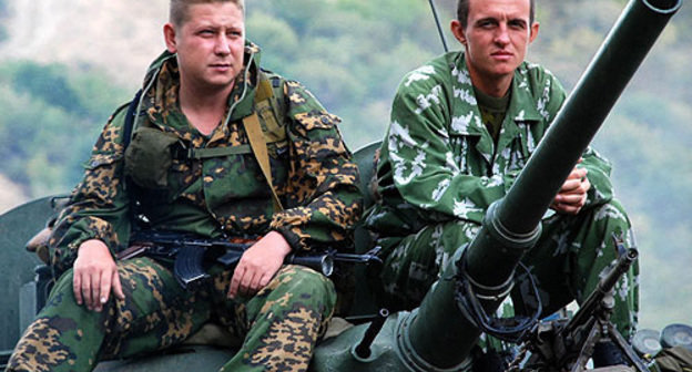 Russian soldiers in the block post in Igoeti (Georgia), August 21, 2008. Photo by the Interpressnews/http://civil.ge 