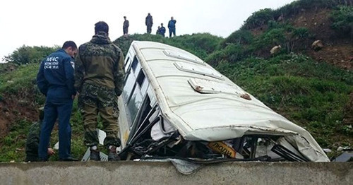 Road accident in South Ossetia. May 19, 2016. Photo: press service of  the Ministry for Emergencies (MfE) of South Ossetia