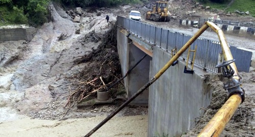 A ruptured gas pipeline in the Buynaksk District. Photo by the press service of the Buynaksk District administration