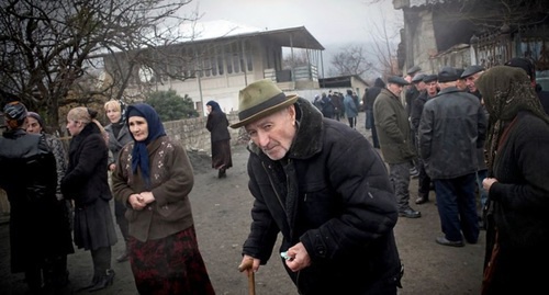 Participants of rally in Duisi that took place in connection with arson fire at the Culture House, Duisi, January 4, 2016. Photo: RFE/RL