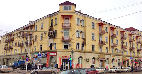 The building where the office of the Joint Mobile Group (JMG) was located. Grozny, December 14, 2014. Photo by Akhmed Aldebirov for the "Caucasian Knot"