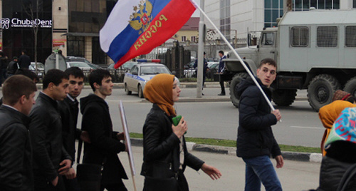 Rally held on the occasion of the Crimea's annexation to Russia. Grozny, March 18, 2017. Photo by Akhmed Aldebirov for "Caucasian Knot"