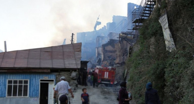 Fire in the Dagestani village of Mokok. August 21, 2016. Photo by the press service of the Russian MfE for the Republic of Dagestan