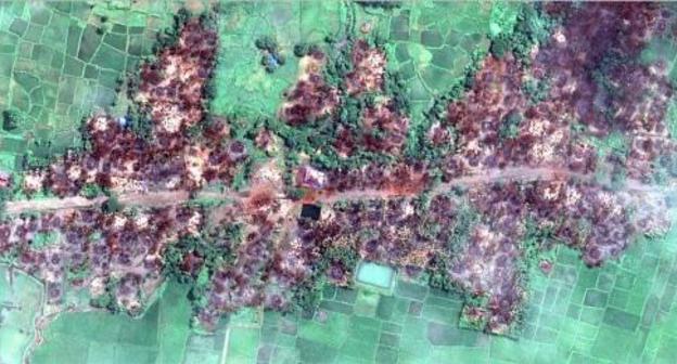 The Chein Khar Li village burnt in Myanmar. Photo: © DigitalGlobe 2017, https://www.hrw.org