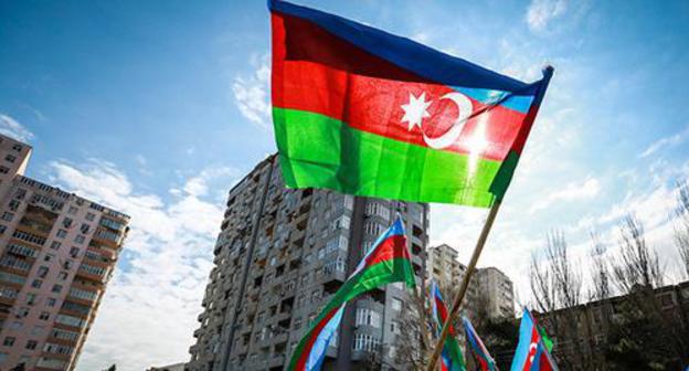 The flag of Azerbaijan. Photo by Aziz Karimov for "Caucasian Knot"