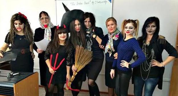 Halloween celebration by students in Dagestan. Photo: http://derbent.bezformata.ru/listnews/prazdnik-halloween/26333003/