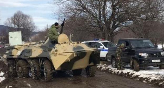 Special operation on the outskirts of the Zelenchukskaya Cossack village, Karachay-Cherkessia. December 18, 2017. Photo by the NAC press service