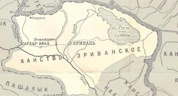 The Erivan Khanate on the map of the war in Transcaucasian territory (1809-1817) with the borders according to the Treaty of Gulistan. Tiflis, 1902. Photo: public domain, https://ru.wikipedia.org/