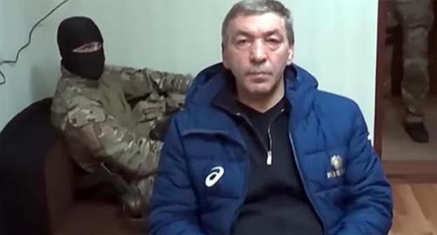 Abdusamad Gamidov during detention. Photo: 'Novoye delo' 'Detention of member of Dagestani govt' https://www.youtube.com/watch?time_continue=2&v=Lm-n6HmJatA