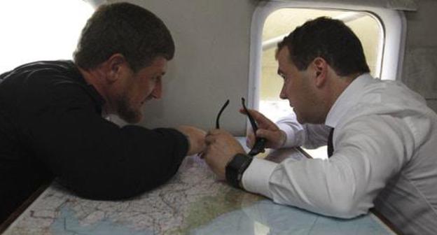 Ramzan Kadyrov (left) and Dmitry Medvedev. Photo: REUTERS/Dmitry Astakhov/RIA Novosti/Pool