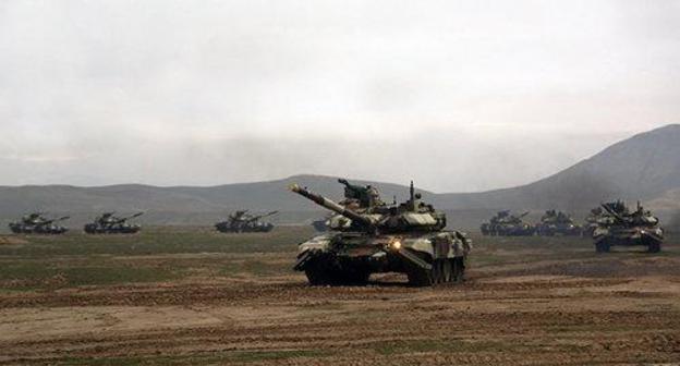 Military exercises involving tanks and aviation units in Azerbaijan. Photo: press service of Azerbaijani MoD.