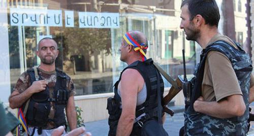 The members of the "Sasna Tsrer" armed detachment in the patrol-and-post police service. Photo by Tigran Petrosyan for the "Caucasian Knot"