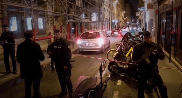 Police at the site of the terror act in Paris on May 12, 2018. Photo: screenshot of the report by Reuters