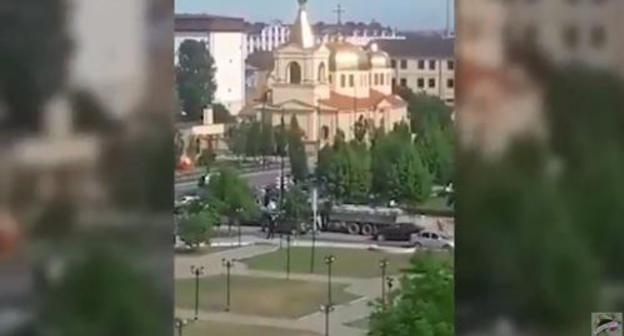 Screenshot of the video of the attack on church in Grozny https://www.youtube.com/watch?v=ubzraQN5jRU