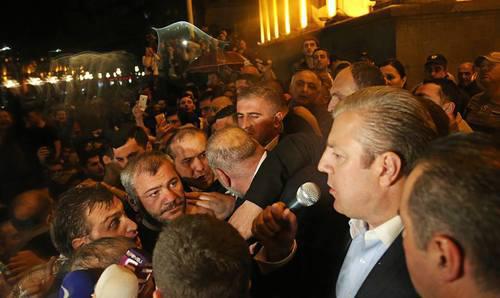 Giorgi Kvirikashvili, the Prime Minister of Georgia, at a protest action in Tbilisi on May 31, 2018. Photo by the press service of the Prime Minister of Georgia https://www.facebook.com/KvirikashviliOfficial