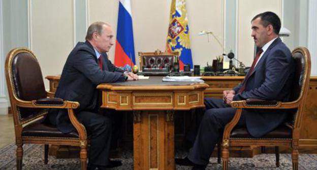 Yunus-Bek Evkurov and Vladimir Putin. Photo: an online newspaper 'Ingushetia'