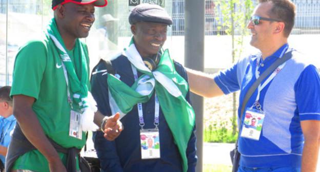 Football fans of Nigeria and Iceland teams in Volgograd, June 22, 2018. Photo by Vyacheslav Yaschenko for the Caucasian Knot. 